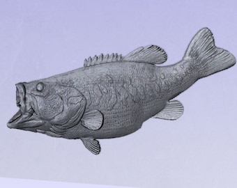 Largemouth Bass 3D STL Model, CNC Router Art