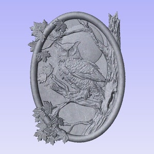 Owl stl,  owl cnc file, Owl and the Moon 3D STL model