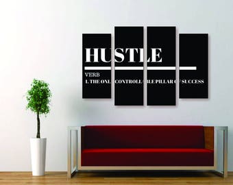 HUSTLE Canvas Set - Quote Wall Decor, Quote Wall Print, Quote Poster, Motivational Quote Canvas, Motivational Quote Wall Art