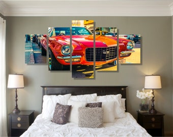 Split Bumper Camaro Canvas Set - Car Canvas Set, Car Wall Decor, Car Wall Print, Car Poster, Chevy Camaro Poster, Chevy Camaro Wall Art