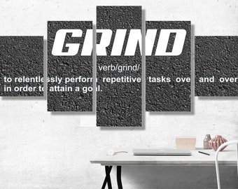 GRIND Canvas Set - Quote Wall Decor, Quote Wall Print, Quote Poster, Motivational Quote Canvas, Hustle Canvas, Motivational Quote Wall Art
