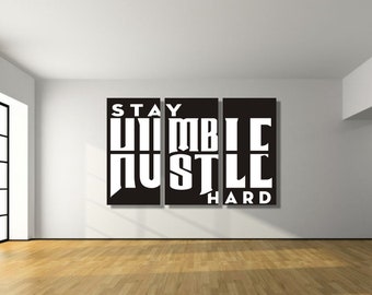 Humble Hustle Canvas Set - Quote Wall Decor, Quote Wall Print, Quote Poster, Motivational Quote Canvas, Motivational Quote Wall Art