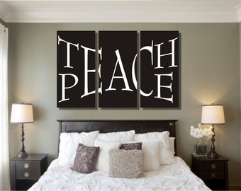 Teach Peace Canvas Print Set - Quote Wall Decor, Quote Wall Print, Hustle Poster, Motivational Quote Canvas, Motivational Quote Wall Art