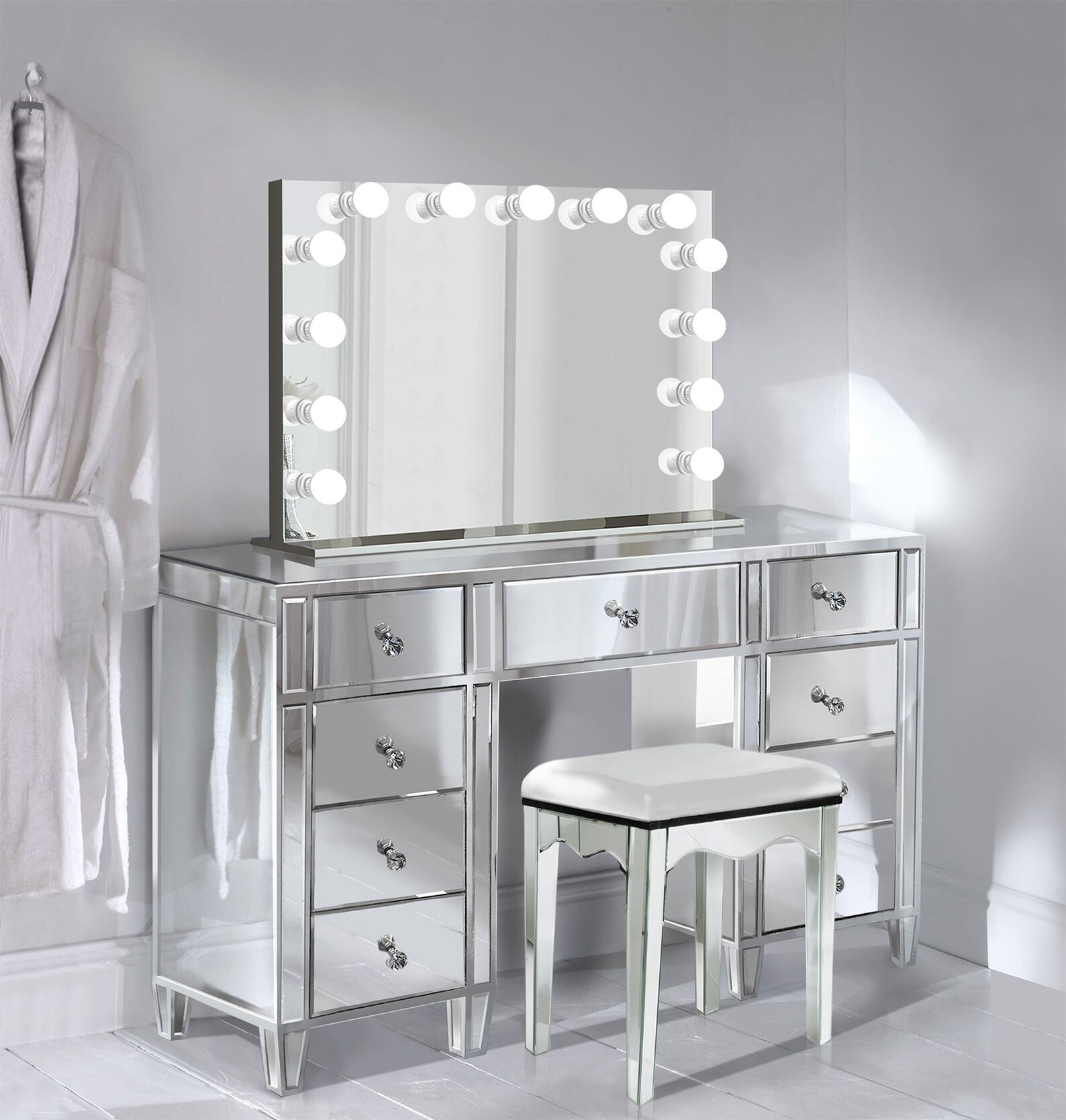 Mirrored Makeup Vanity Set Includes Glam Hollywood Mirror Etsy