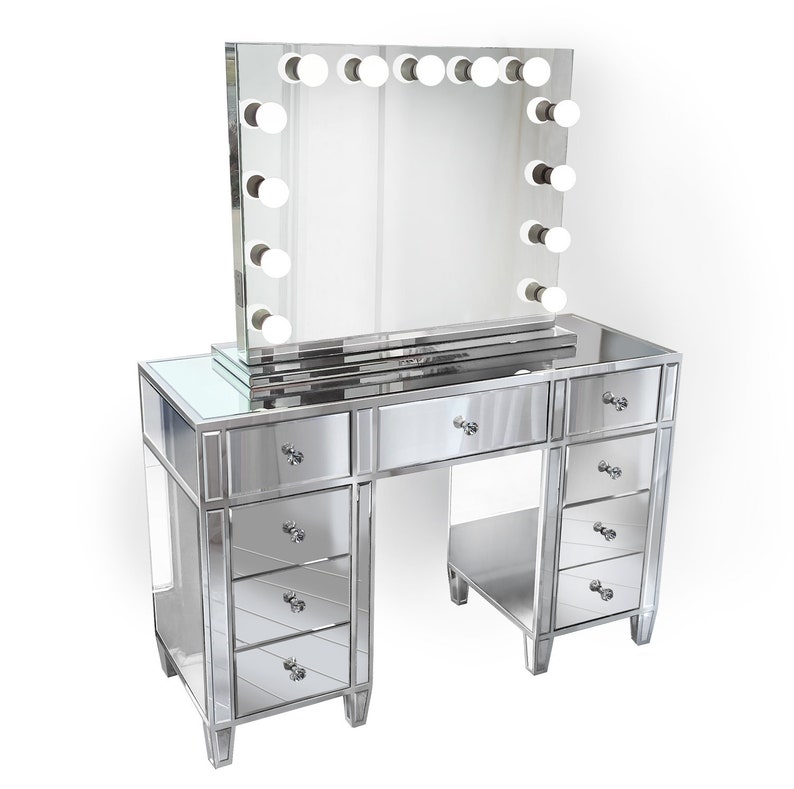 Glam Mirrored Makeup Vanity Set Includes Glam Hollywood Mirror Etsy