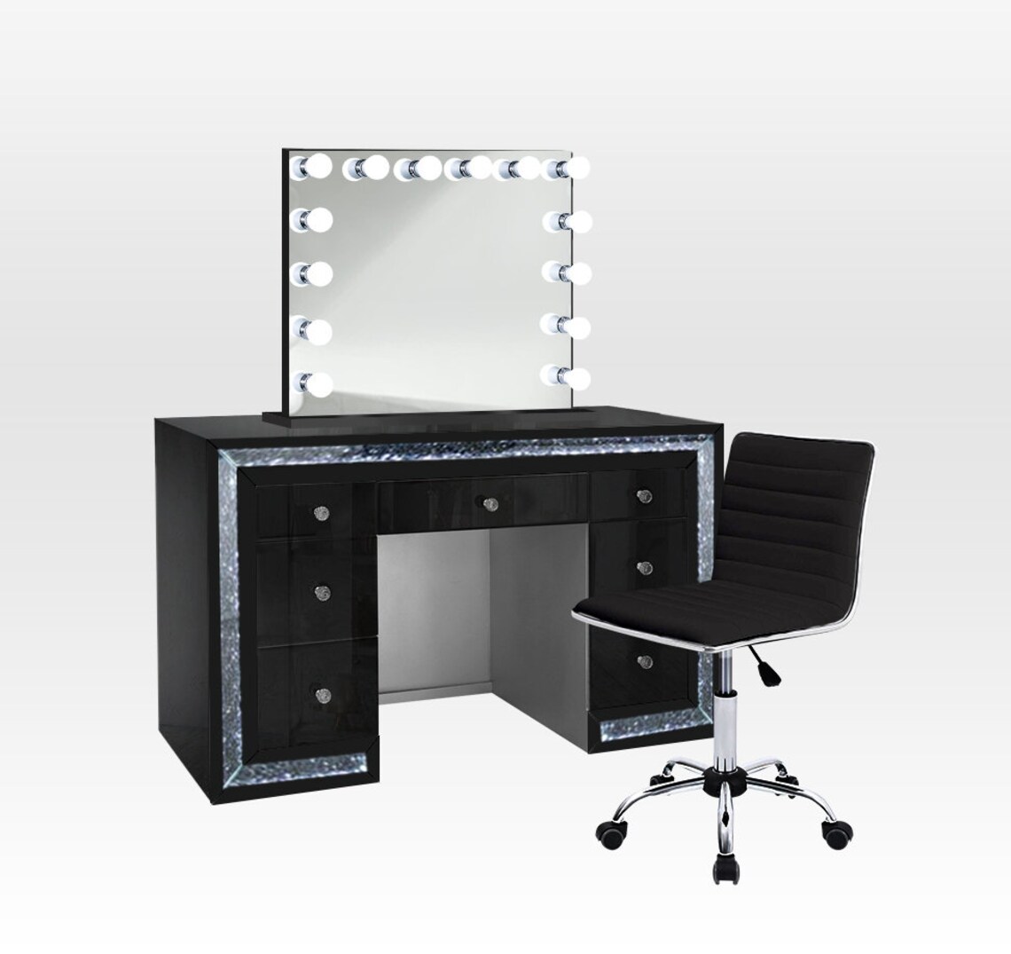 Glam Makeup Diamond Vanity Set Includes Glam Hollywood Mirror Etsy