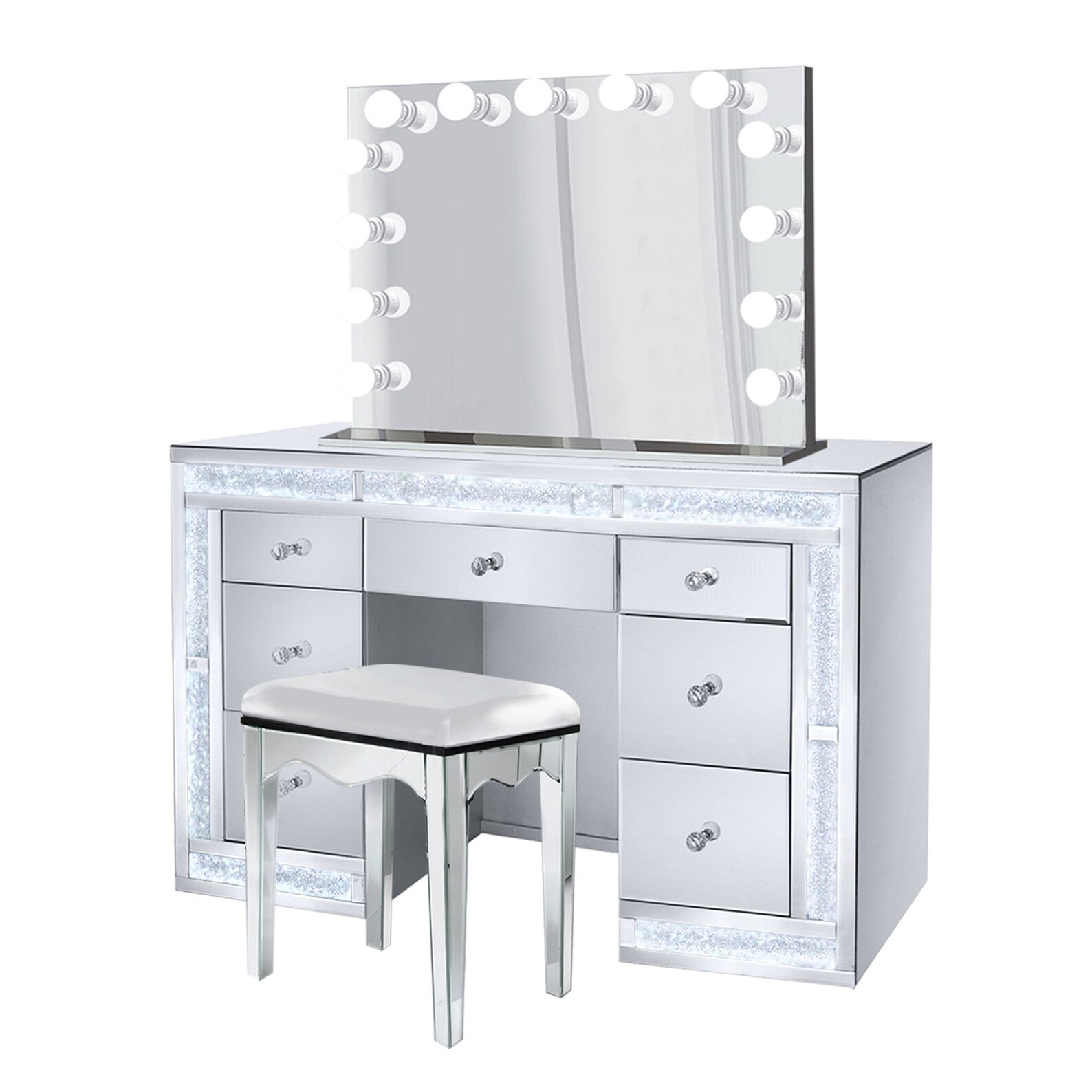 Glam Makeup Diamond Vanity Set Includes Glam Hollywood Mirror Etsy