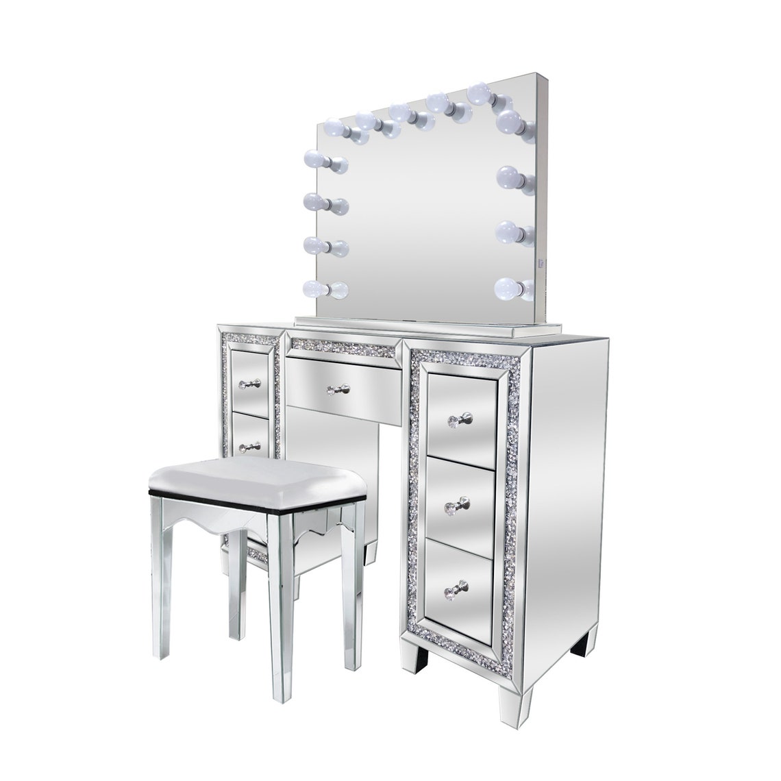 Diamonds Mirrored Makeup Vanity Set Includes Dimmable Etsy