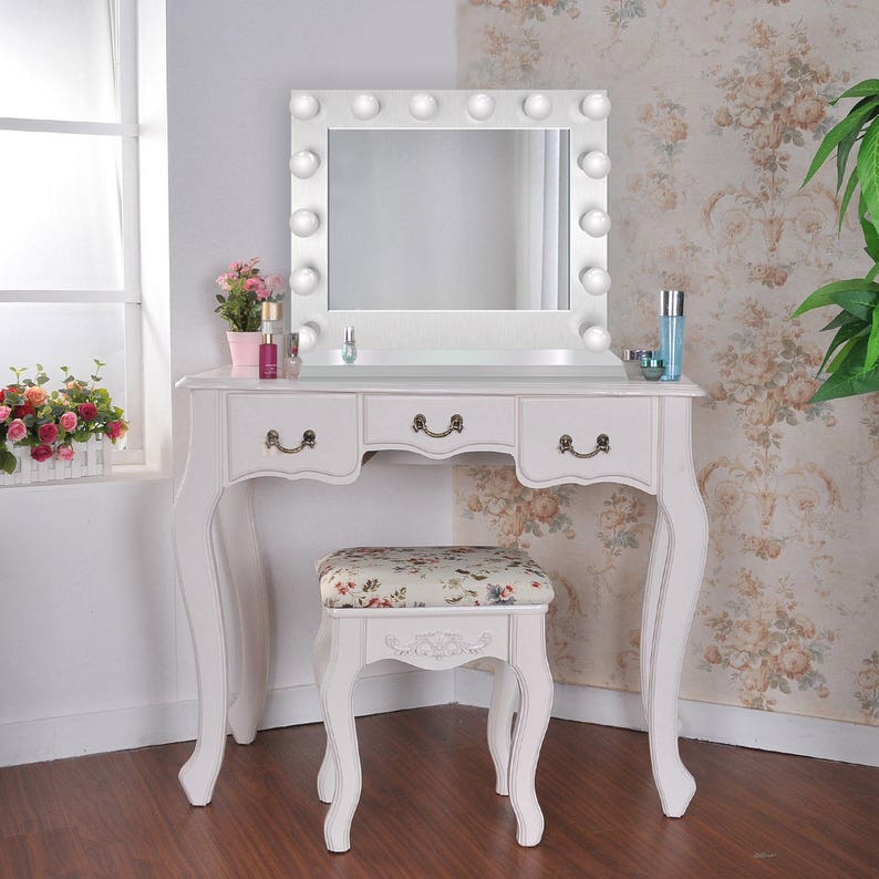 31 Inch X 25 Lighted Hollywood Vanity Mirror Led Makeup Table Top Or Wall Mount Plug In