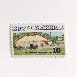 10 Unused Vintage Rural America Postage Stamps Chautauqua Tent Il Fsad