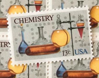 12 Unused Vintage Chemistry US Postage Stamps / Medical Science Postage Stamps 13 cents / Scott 1685