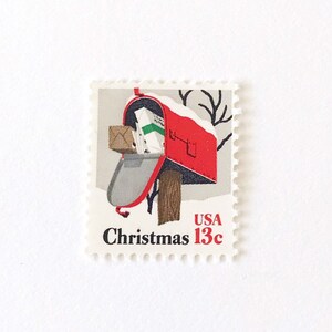 10 Vintage Christmas Mailbox Postage Stamp - 13 Cent Scott 1730