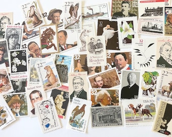 Vintage Brown and Black Postage Stamps: US Postal, Natural Tones (20 Unused)