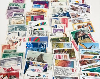 100 Mint Vintage US Postage Stamps: Unused Wedding Invitation Stamps