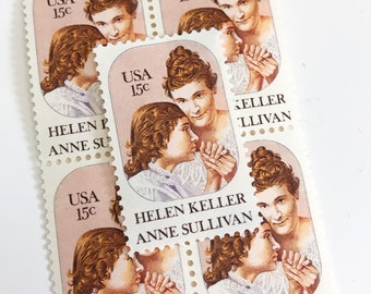 Helen Keller and Anne Sullivan Sheet of Fifty 15 Cent Postage Stamps Scott 1824