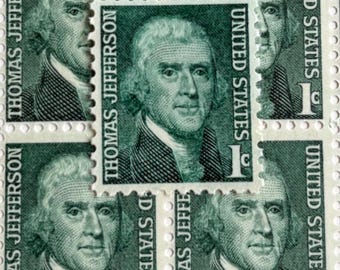 25 Vintage Thomas Jefferson US Postage Stamps, 1 Cent, Scott 1299