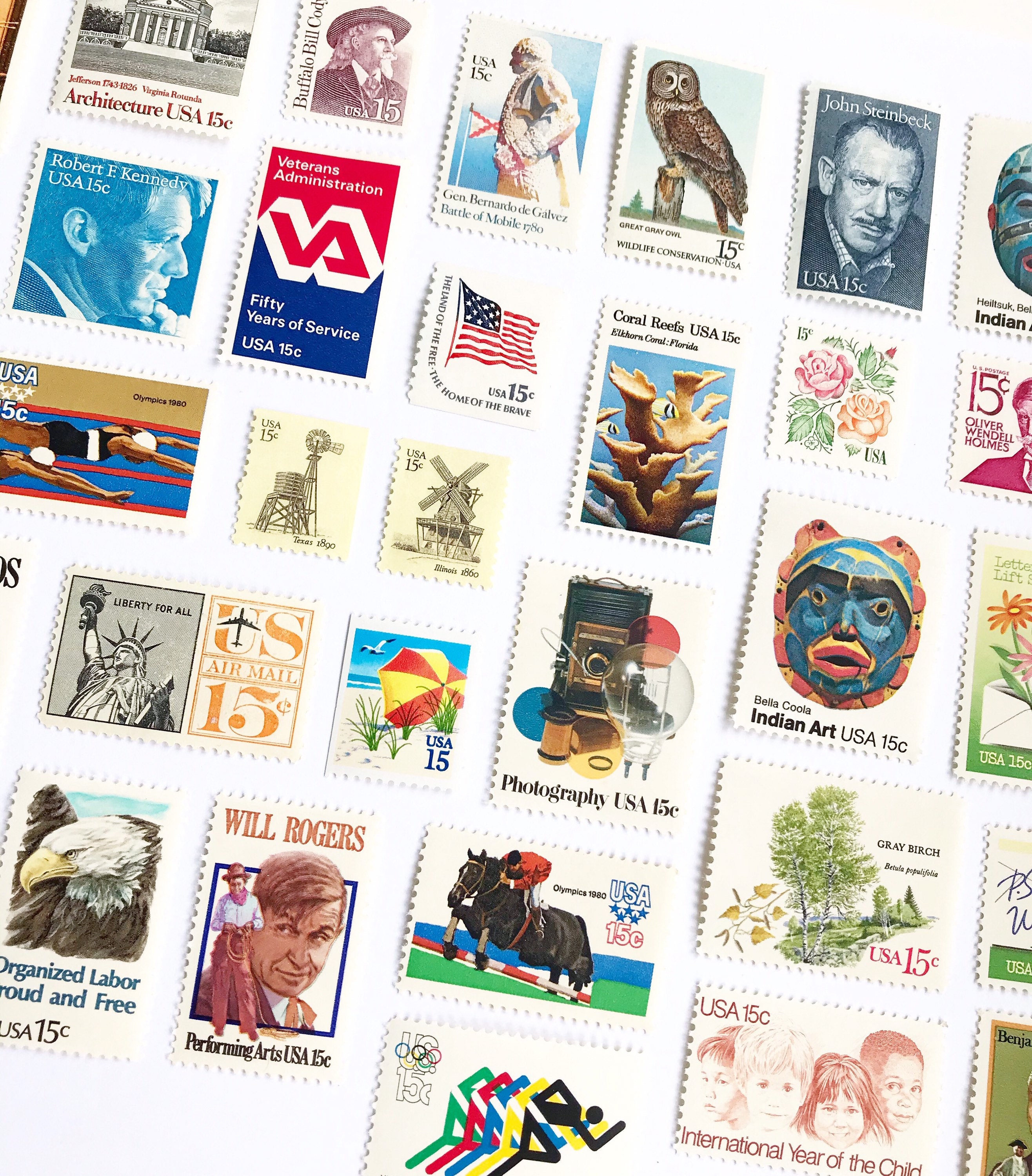 Vintage 15 Cent US Postage Stamps - Unused Collection - Etsy