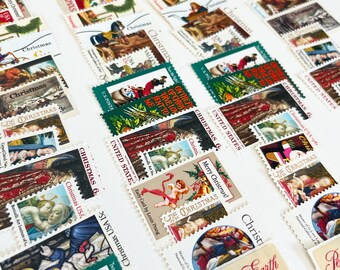 Vintage Christmas Stamps: Unused Holiday US Postage - Mail 5 Letters 1oz rate (78 cents)