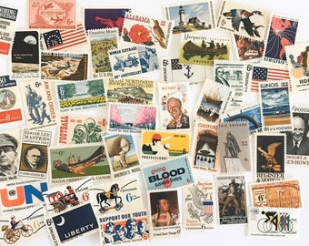 Unused Vintage Postage Stamps - Collection of 6 cents US Postage - Grab Bag of 6 cent Different Stamps / No Duplicates