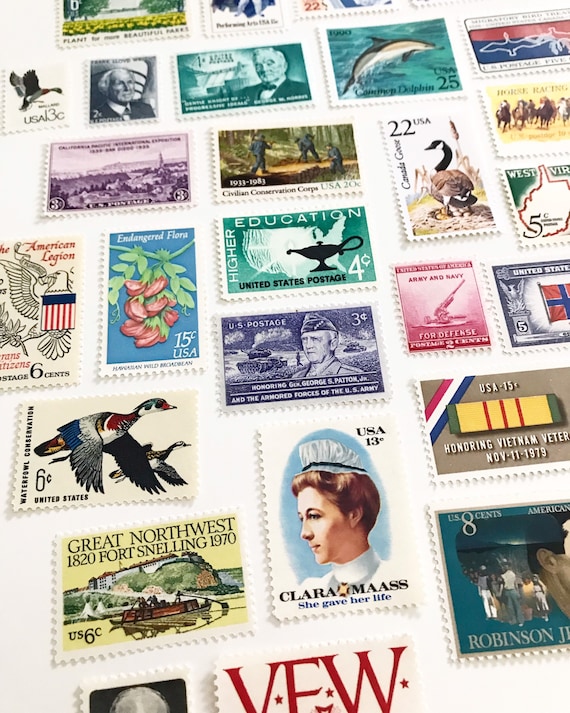 100 Unused Postage US Stamps Vintage / Collection of Curated US