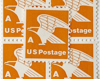 Face Value 25 Unused A Series Eagle Orange Vintage US Postage Stamps / Orange Postage Stamps / 15 cents / Wedding Postage Stamps