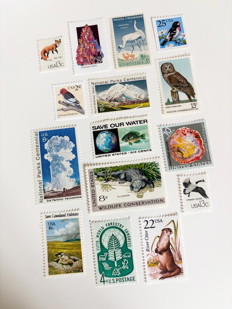 82 cents Nature & Animal Wedding Vintage Postage Stamps - Mail 5 letters 1oz. rate image 6