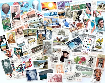 100 Unused Vintage 20 Cent US Postage Stamps for Invitations