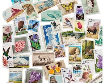 15 Vintage Nature & Animal Postage Stamps: Unused US Stamps