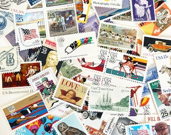 Vintage US Postage Stamps: 10 Sets for Wedding Invitations or Snail Mail Starter Stamp Kit