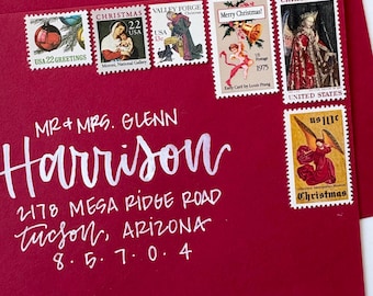 Vintage Christmas Stamps Set, Unused Mint Condition, Angel, Ornament Designs (5 Sets - 30 Stamps)