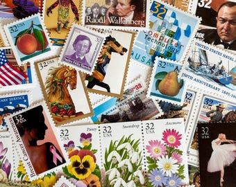 10 Unused Vintage 32 cent Variety Pack Postage Stamps - Collection of 32 cents US Postage