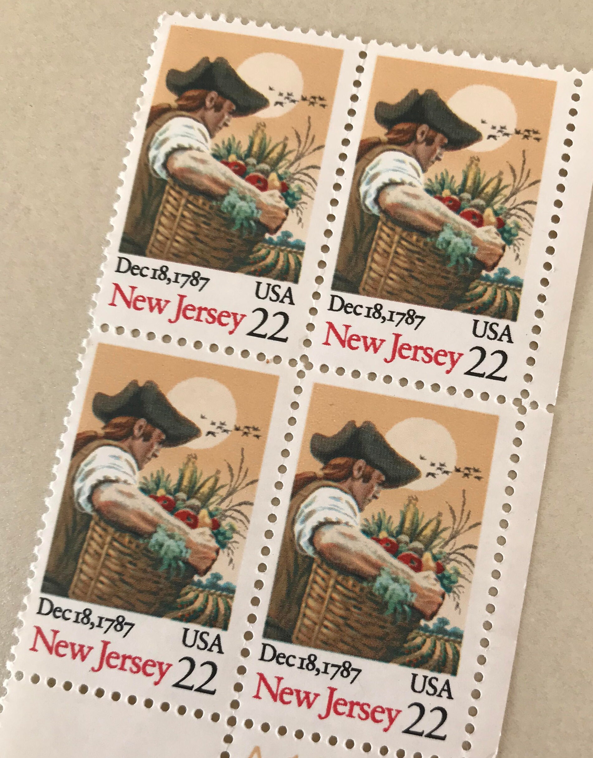 8 Unused Vintage New Jersey Postage Stamps / 22 cents / 1988 / Etsy