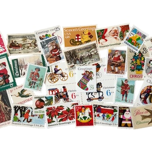 Vintage Christmas Postage Stamps: Unused Holiday Theme Collection