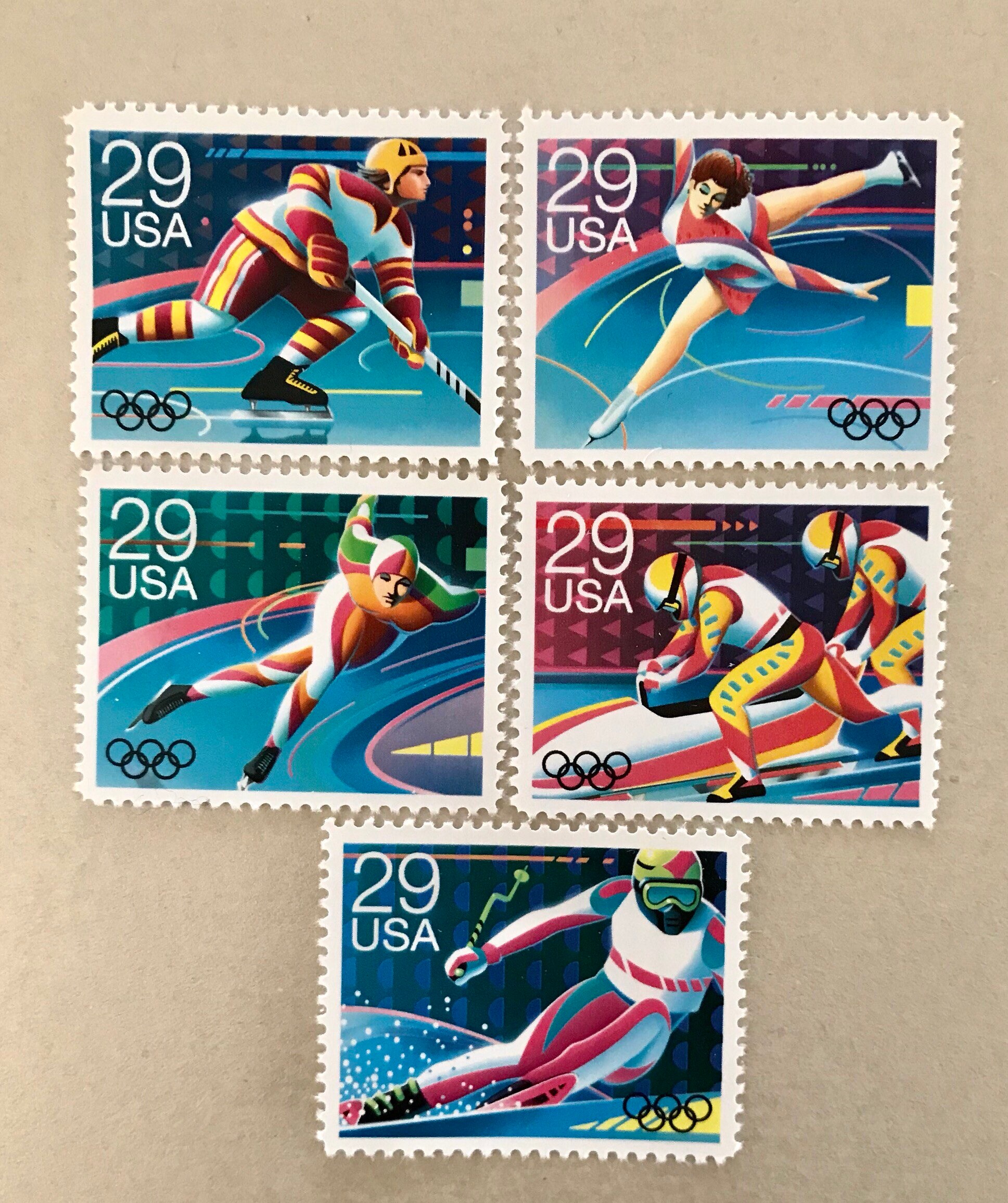 Vintage Olympic Winter Games Postage Stamps / 5 Unused 1992 Etsy