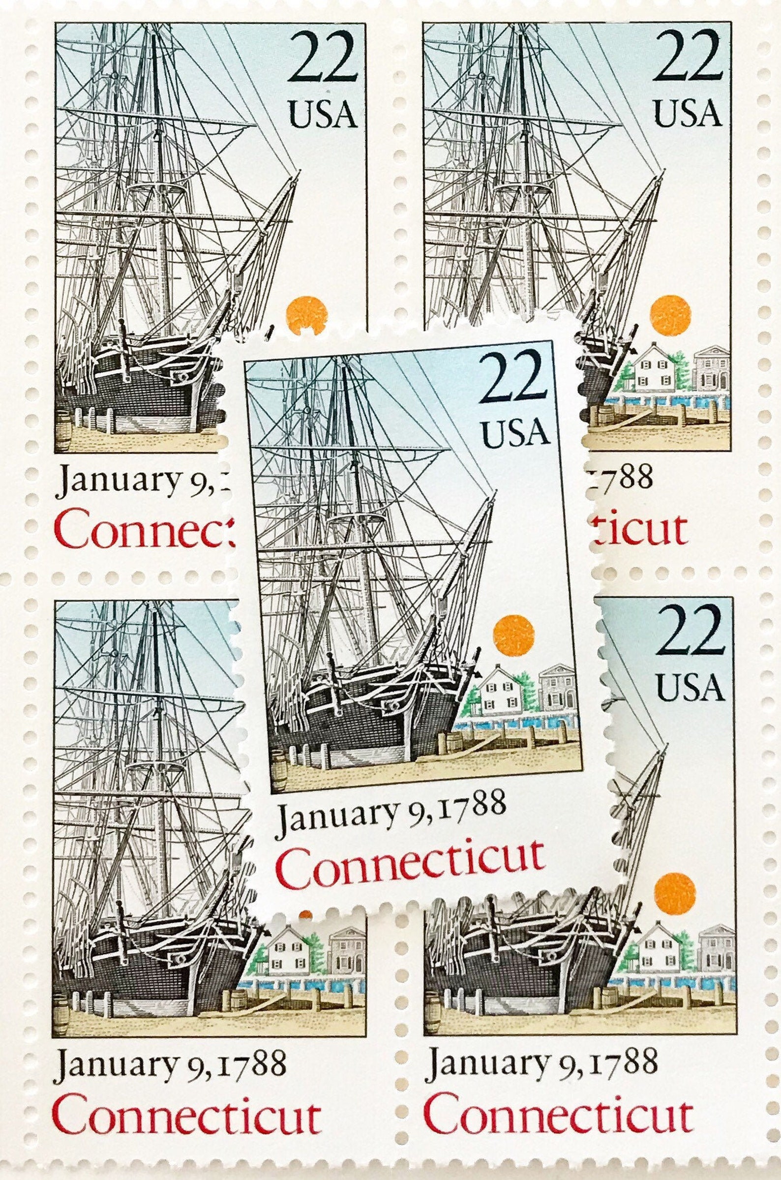 10 Unused Vintage Connecticut Postage Stamps / Ship Postage Etsy