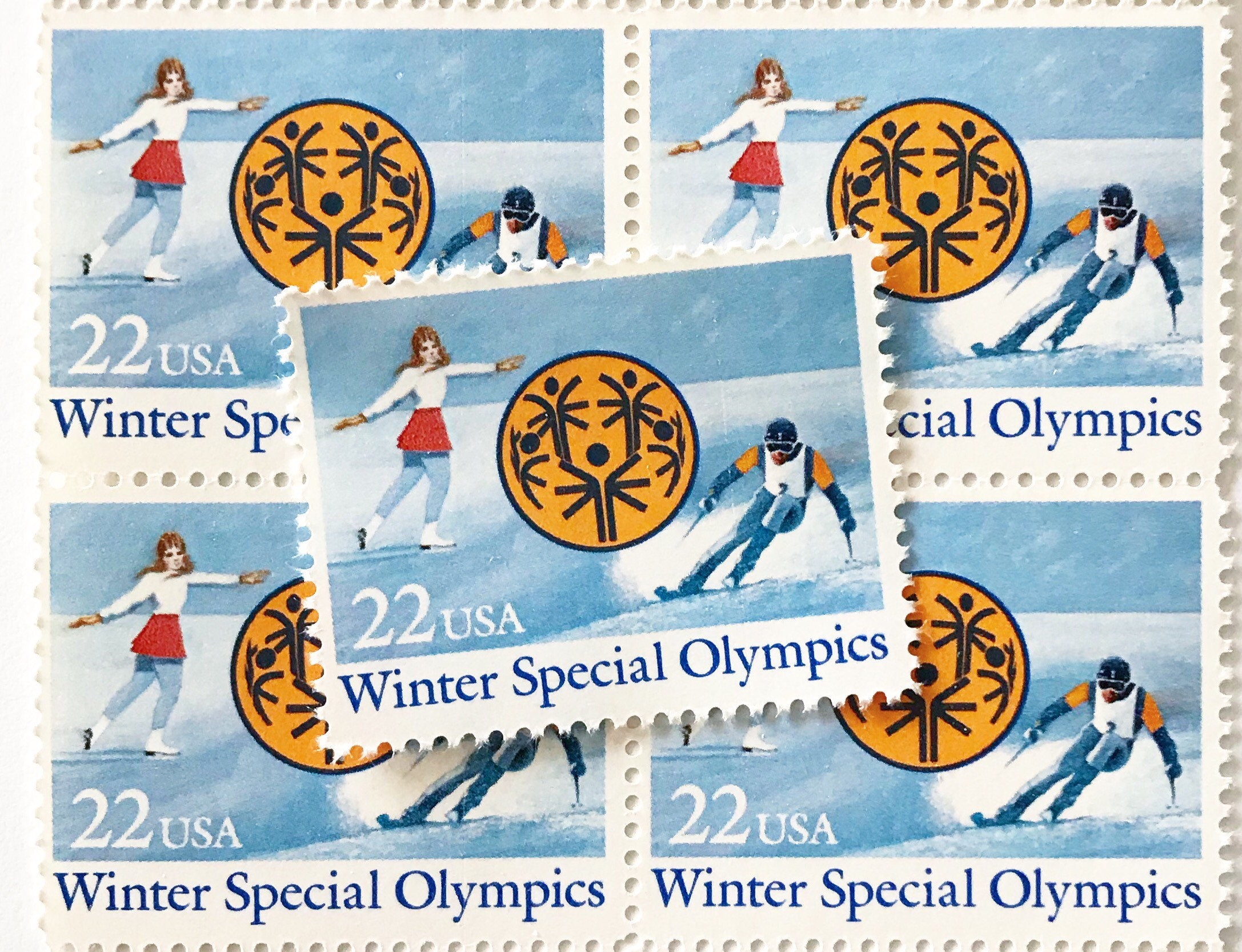 12 Unused Vintage Winter Special Olympics Postage Stamps / Etsy