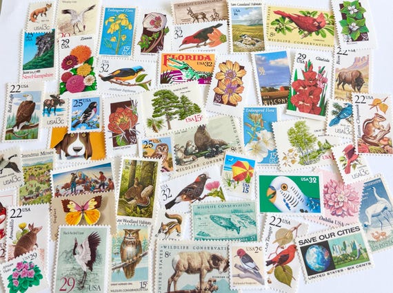 82 cents Nature & Animal Wedding Vintage Postage  Stamps - Mail 5 letters 1oz. rate