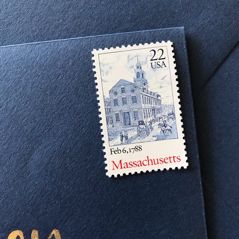 4 Unused Vintage Massachusetts Postage Stamps / Boston Postage Etsy