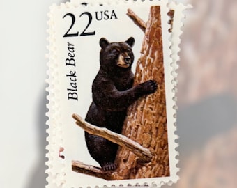 5 Vintage Black Bear Postage Stamps - Unused 22 Cent Wildlife Series