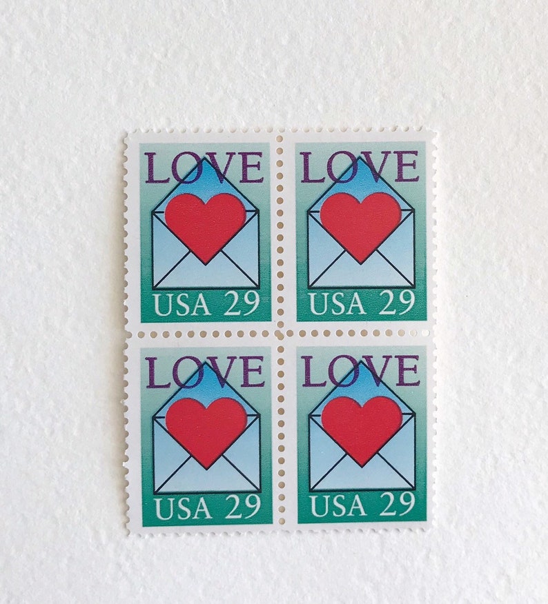 3 Unused Vintage Love Red Heart Postage Stamps / Valentines Etsy