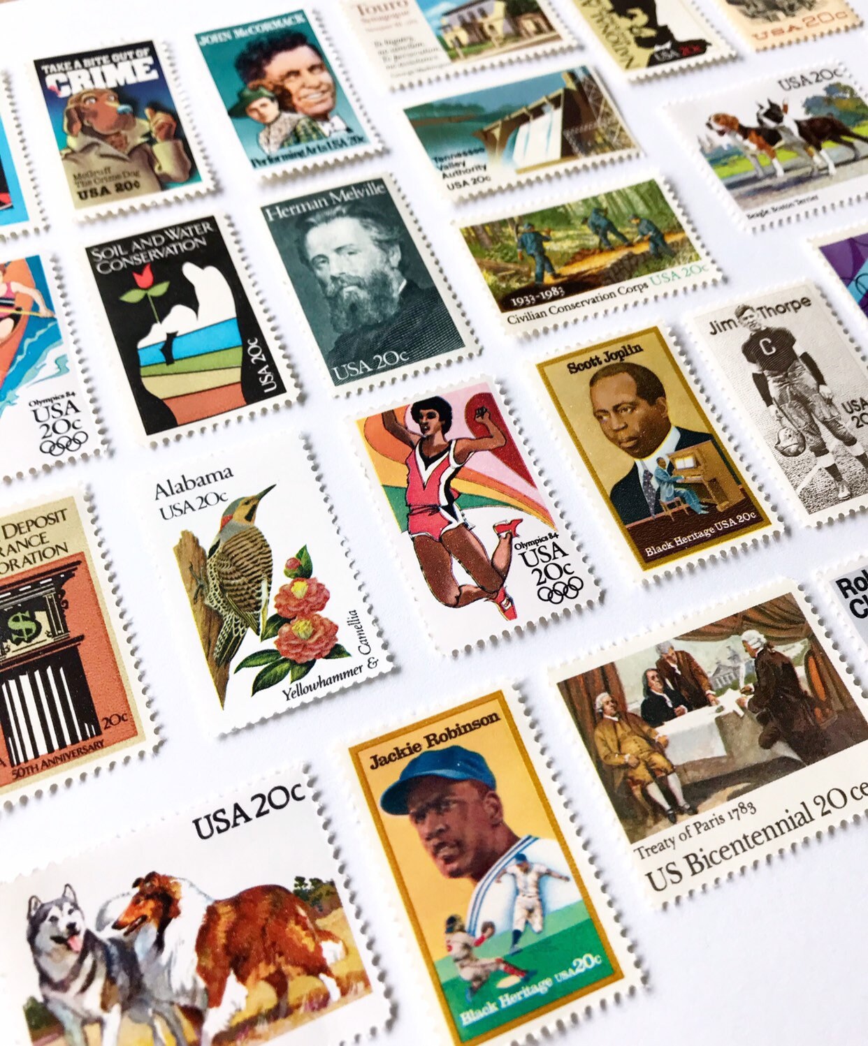 20 CARIBBEAN Countries Vintage Postage Stamps Collector Set