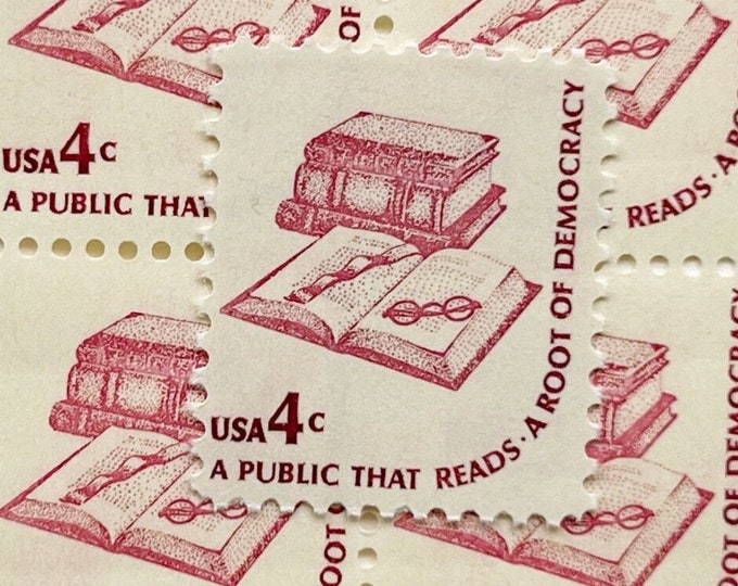 10 Unused Vintage A Public That Reads A Root of Democracy US Postage