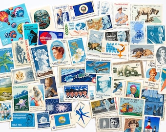 Vintage Blue US Postage Stamps: Wedding Invitations, Snail Mail (1 cent - 32 cents)