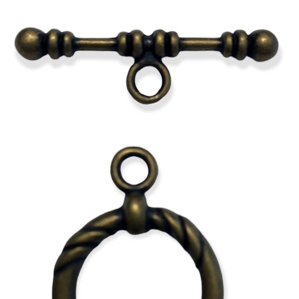 10  Sets Toggle Rope Clasps, Antique Bronze Tone Toggle Claps.