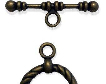 10  Sets Toggle Rope Clasps, Antique Bronze Tone Toggle Claps.