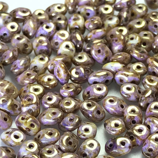 Superduo Beads 2 Holes Chalk Senegal Brown Purple .