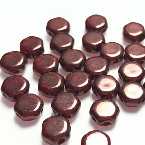 Honeycomb Beads Two Holes Beads Ruby Red Wine 30Pc 6mm
