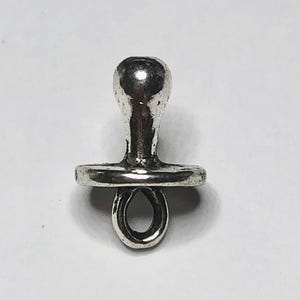 Silver Tone Baby Pacifier Charm, 13x10mm Metal Baby Shower Pendant, Small Baby Bottle Nipple Dangle, Silver Color DIY Jewelry Supply