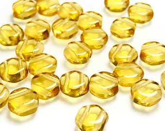 Honeycomb Beads Topaz Transparent 30Pc 6mm