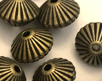 25 Antique Bronze Tone Saucer Spacers Beads 7mm.